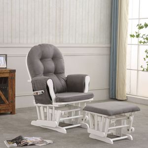 Chaise d'<span class=keywords><strong>allaitement</strong></span> en bois <span class=keywords><strong>confortable</strong></span>, blanche, pour maman enceinte, berceau, <span class=keywords><strong>allaitement</strong></span>, inclinable, berçante pour l'<span class=keywords><strong>allaitement</strong></span> - Product Image 2