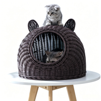 Lit pour chat en osier en forme d'oreille, très populaire, pour chats d'intérieur, nid respirant tressé à la main pour le repos estival