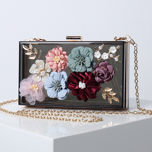 Sac à main en acrylique transparent pour femme, personnalisé en gros, sac à main <span class=keywords><strong>de</strong></span> soirée avec une belle boîte à fleurs - Product Image 2