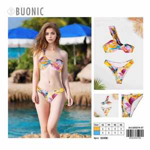 Conjunto de bikini para mujer Buonic, estampado azul dorado, talla 40 42 44 46, traje de baño, ropa de playa - Product Image 1
