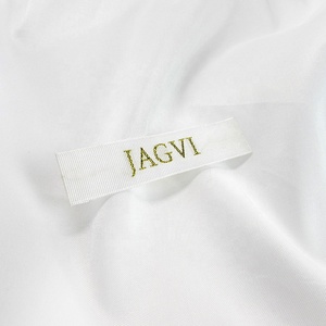 Etichetta damascata per abbigliamento personalizzato etichette in tessuto bianco etichetta indumento per borsa <span class=keywords><strong>scarpe</strong></span> in poliestere autoadesivo cucire su etichette intrecciate - Product Image 1