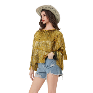 Cárdigan frontal abierto de manga larga con oropel metálico en capas, chaqueta con <span class=keywords><strong>flecos</strong></span> de Halloween para mujer - Product Image 2