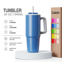 Vaso térmico de acero inoxidable personalizado con estampado a cuadros, con tapa y pajita, taza con asa
