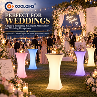 Table lumineuse LED COOLQING, mobilier lumineux pour la location d'événements, mariage, fête, bar, boîte de nuit, décoration de lieux, RGB rechargeable