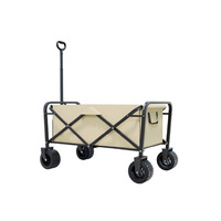 Carrito de Camping Plegable, Carrito de Picnic Portátil, Remolque de Campamento con Barra de Arrastre, Carrito Pequeño de Acero al Carbono
