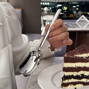 Cuillère à dessert à long manche en acier inoxydable 316, style occidental, cuillère à glace à tête plate, cuillère à manger pour adultes - Product Image 2
