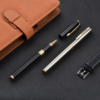 Stylos à bille métalliques de luxe, coffret cadeau d'affaires haut de gamme, logo personnalisé, stylos à signature, pointe dorée pour hommes
