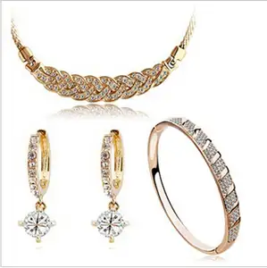 Tryme Necklace Earring Bracelet Set Plated Fashion Female Jewelry Sets Gold Zinc Alloy Women&#39;s Women Party Costume Jewelry /