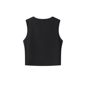 ชุดเซ็ต 2 ชิ้นสำหรับผู้หญิง เสื้อครอปแขนกุดทรงไม่สมมาตรและกระโปรงแม็กซี่จับจีบประดับดอกไม้สีทอง แฟชั่น - Product Image 3