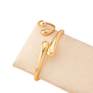 Conjunto de joyería de aleación al por mayor, pulsera de diseño irregular brillante, anillo de pulsera para mujer - Product Image 5
