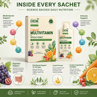 Multivitamine liquide à marque privée pour toute la famille, saveur raisin, soutien immunitaire et digestif, supplément liquide en sachet, OEM ODM