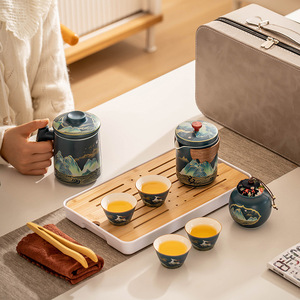 MSH <span class=keywords><strong>Théière</strong></span> en céramique directe d'usine avec quatre tasses Coffret cadeau de thé traditionnel japonais Ensemble de tasses à thé Kung Fu en porcelaine de voyage - Product Image 3