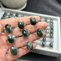 Cincin Batu Permata Alami Grosir dengan Inlay Tembaga Larimar Citrine Aquamarine Opal Kristal untuk Wanita