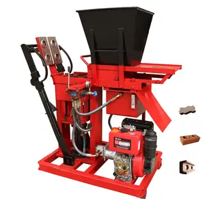 非洲小砖厂热卖土泥联锁砌块机HY2-25半自动粘土砖机