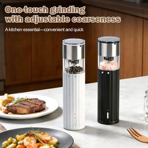 Nouvel ensemble moulin à poivre électrique rechargeable avec support et lumière LED réglable, pour sel et poivre - Product Image 2