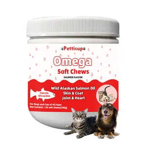 Sıcak satış özel etiket Pet takviyesi Chews Omega 3 köpekler ve kediler için cilt alerji çare takviyesi davranır