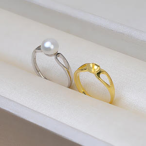 Bague pour femme en argent 925, design bouche ouverte, réglable, plateau vide pour bijoux en perles DIY, 40 semi-finis pour perles en vrac - Product Image 3