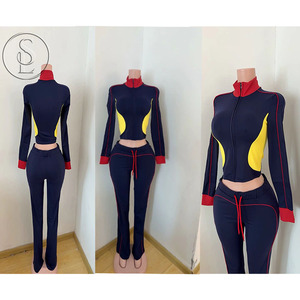 Conjunto Deportivo de Alta Calidad para Chicas Altas y Curvilíneas, con Leggings de Corte Bootcut y Chaqueta, Estilo Deportivo a Urbano, Conjunto de 3 Piezas - Product Image 5