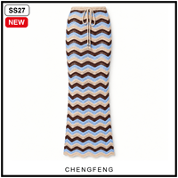 Robe en tricot pour femme, style bohème, motif chevron, crochet ajouré, jupe longue à cordon de serrage, vente en gros fabricant
