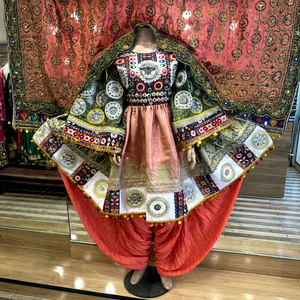 <b>Vintage</b> Bohemian Patchwork Dress With Embroidered Batwing Sleeves And <b>Mirror</b> Work - Product Image 1