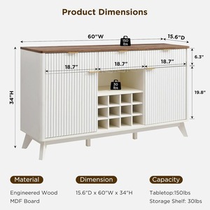 Mueble Bar Moderno Personalizado de Fábrica <span class=keywords><strong>con</strong></span> Diseño Acanalado para <span class=keywords><strong>Vino</strong></span> y Café, <span class=keywords><strong>con</strong></span> Cajones y Estantes Ajustables, Almacenamiento para Bar en Casa - Product Image 4