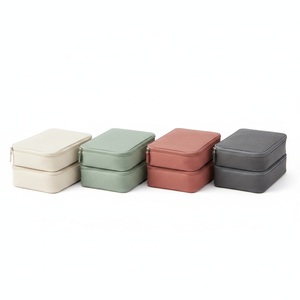 Boîte à crayons en forme de bento en toile, double couche, empilable, plateau détachable, papeterie Kawaii, logo personnalisé, vente en gros - Product Image 5