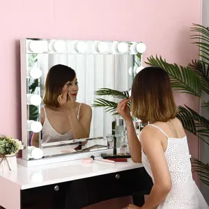 Hollywood Square Makeup Mirror Crystal Frame Mirrors light With LED Bulbs Bluetooth TV Screen