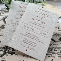 Papier d'invitation de mariage de luxe élégant, personnalisé, imprimé numériquement en couleur, découpé au laser, en velours, estampé à chaud et gaufré