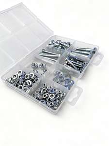 Kit de 161 pièces de <span class=keywords><strong>vis</strong></span>, boulons et écrous en acier au carbone galvanisé, avec boulons à tête hexagonale, écrous, rondelles plates et rondelles à ressort, ensemble de fixations en boîte - Product Image 2