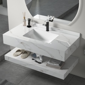 <span class=keywords><strong>Muebles</strong></span> de <span class=keywords><strong>Baño</strong></span> Modernos de Alta Calidad, Impermeables, con Gabinetes de Losa de Roca Montados en la Pared y Espejo LED - Product Image 6