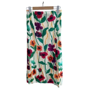 Wholesale Women Clothing Elegant High Waist Pleated Skirt Slim A-line Women Floral Skirt