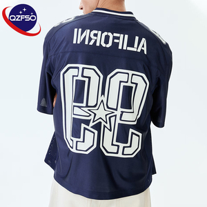 Custom Blokecore Dallas Style Football Mesh Shirt Striped V-neck Breathable Mesh Side Sports <b>Top</b> Shiny Satin Front Jersey - Product Image 2