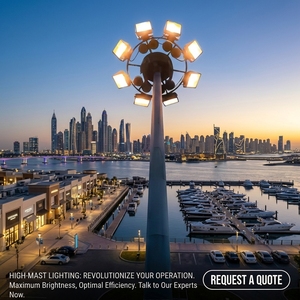 เสาไฟไฮมาสต์ Hepu ขนาด 20 เมตร IP66 ไฟ LED สำหรับถนน พร้อมสแตนเลสสตีล และรับประกัน 5 ปี - Product Image 1