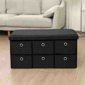 Banc de rangement à chaussures avec tiroirs, revêtement en tissu amovible, 76 * 38 * 38 cm - Product Image 1