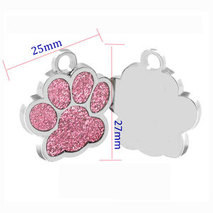 Großhandel Custom Engraved Alloy Luxus Stil 4-Zeilen-Pfoten abdruck Runde Haustier ID Tags für Hunde Halsbänder Leinen & Geschirre - Product Image 3