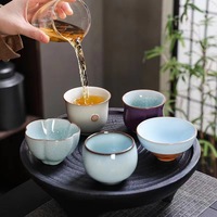 Tasse en céramique artisanale de type Ru, de qualité supérieure, faite à la main, en forme de fleur, rose, de style moderne, de la collection Dragon Bottom, modèle spécial Master, aux cinq éléments, issue d'un four officiel.