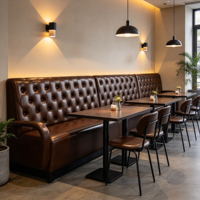 Banquette de restaurant en bois moderne et durable, avec revêtement en cuir capitonné sur mesure, pour café, bar, salon, hôtel, salle à manger