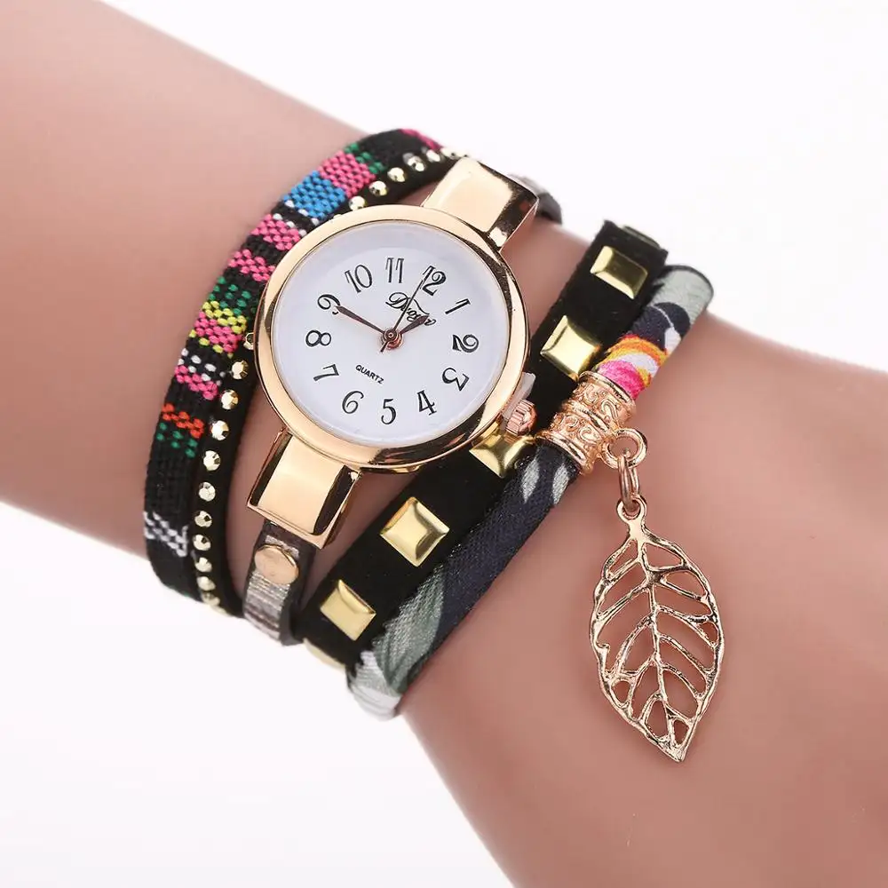 2020 New Fashion Casual Quartz Women's Watch Rhinestone Leather Woven Bracelet Watch Gift Gift Watch