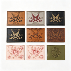Etichetta in Pelle PU con Stampa Vintage a Farfalla, Patch in Pelle Rettangolare Retrò da Cucire per Jeans, Giacche e Abbigliamento Streetwear - Product Image 1