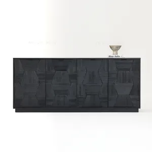 Простой матовый черный деревянный Буфет ТВ развлекательный шкаф для хранения березовый буфет шкафы для хранения