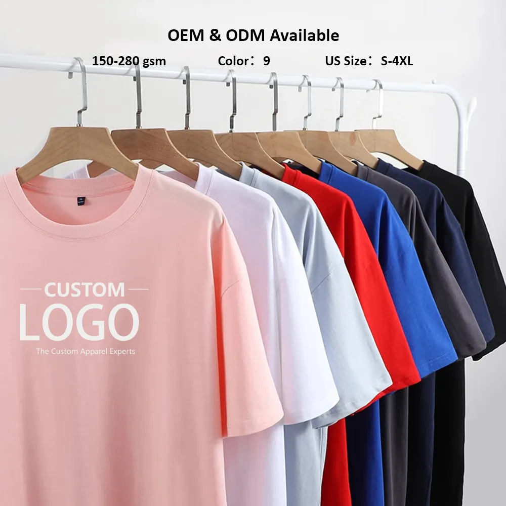 Großhandel 220 Gsm Overs ized Drop Schulter T-Shirt Benutzer definierte Logo-Druck Herren Blank Plain Cotton T-Shirt