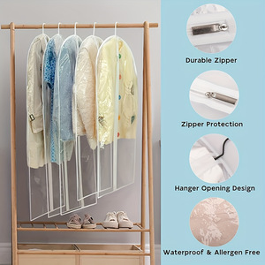 Fundas transparentes para ropa de 60x100cm, 60x120cm, 60x140cm, 60x150cm para almacenamiento en armario y protección de prendas colgadas - Product Image 2