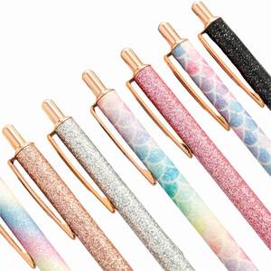 Custom Logo Luxury <b>Retractable</b> Ballpoint Promotional Glitter Sparkly Aluminum Metal <b>Pen</b> Signature Gifts for Office - Product Image 2