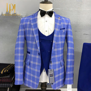 <span class=keywords><strong>Traje</strong></span> Formal a <span class=keywords><strong>Cuadros</strong></span> para Hombre, Verano, <span class=keywords><strong>Traje</strong></span> de Hombre de Una Sola Fila de Botones, Tejido Fino - Product Image 5