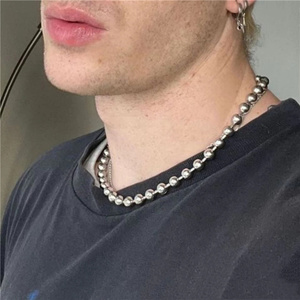 Collana con Perline Metalliche Luoyan Hip Hop per Uomo e Donna, Design Semplice, Catena <span class=keywords><strong>Rosario</strong></span> <span class=keywords><strong>Argento</strong></span> per Creazione di <span class=keywords><strong>Gioielli</strong></span> - Product Image 6