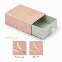 Boîte à tiroir rigide rose et verte avec logo personnalisé, pour échantillons de parfum, avec poignée en ruban, pour coffret cadeau de parfum