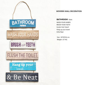 American Rustic Home Decor Badezimmer Regel Zeichen Sublimation Große 7 Stück Hängende MDF Holzplatz Familie Badezimmer Regel Zeichen - Product Image 5