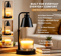 Lampe chauffe-bougie avec minuterie, intensité réglable, hauteur réglable, noire