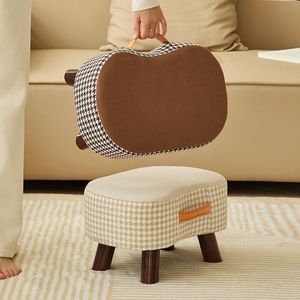 Piccolo mobile basso sgabello pouf in <span class=keywords><strong>legno</strong></span> morbido borsa poggiapiedi per soggiorno divano tavolo da tè novità decorazione creativa per la casa - Product Image 2