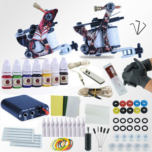 Kit complet de machine à tatouer, pistolet rotatif avec flacons d'encre, aiguilles, alimentation électrique pour les débutants en déelineage et ombrage - Product Image 1